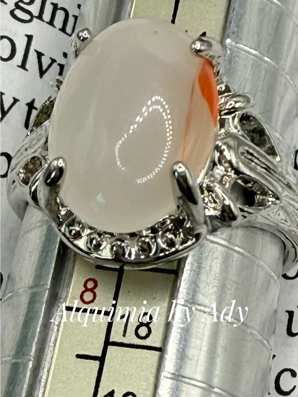 Peach-Orange Cabochon agate Ring
